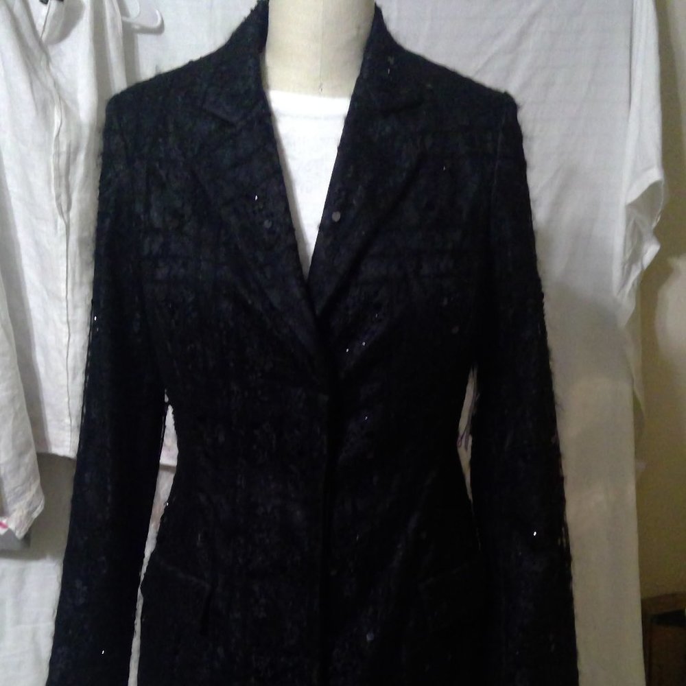 Sara Isabella Lace sequined Long Coat Size 12